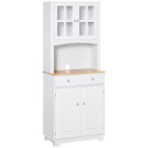 Mueble auxiliar de cocina mdf, madera de caucho color blanco 68x39.5x170 cm