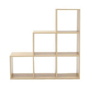 Rebecca mobili mueble librería moderno 6 cuartos madera marron 97,5x97,5x29