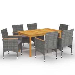 vidaXL juego de comedor de jardín de 7 piezas gris