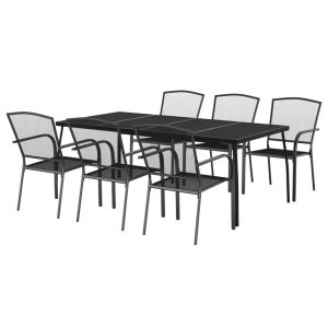 vidaXL juego de comedor de jardín 7 piezas acero gris antracita