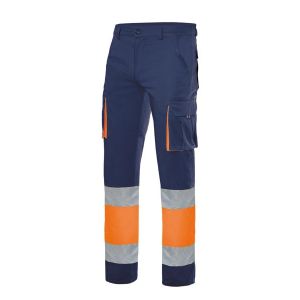 Velilla pantalon 100% algodon av m azul navy/naranja fluor