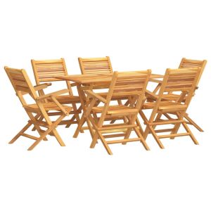 vidaXL juego de comedor de jardín 7 piezas madera maciza de teca