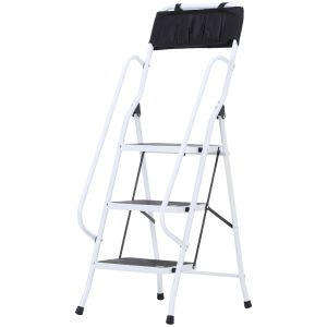 Escalera plegable metal, acero bicolor 51x66x131 cm Homcom