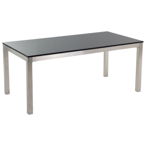 Mesa de comedor de metal/granito negro/plateado 180 x 90 cm grosseto