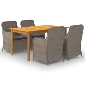 vidaXL juego de comedor para jardín 5 piezas marrón