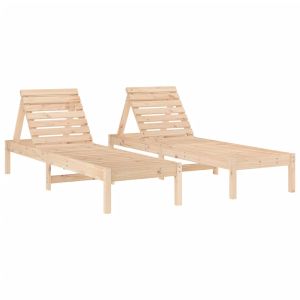 vidaXL tumbonas 2 unidades madera maciza de pino 199,5x60x74 cm