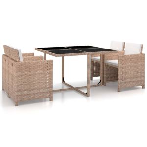 vidaXL set de comedor de jardín 5 pzas y cojines ratán sintético beige