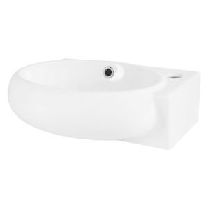 Lavabo de cerámica 43x28x15 cm blanco ovalado grifo derecho ml-design