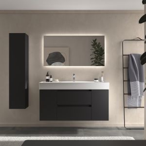 Mueble baño bequia 120cm + coqueta centrado + lavabo cerámica| negro