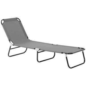 Tumbona plegable acero y tela oxford color gris 188x56x28 cm Outsunny