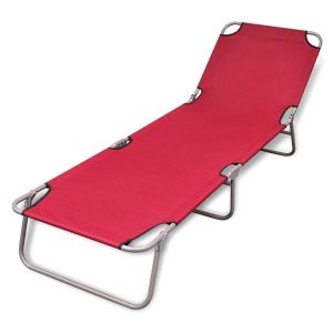 vidaXL tumbona plegable de acero con recubrimiento polvo roja