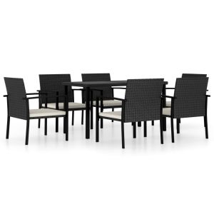 vidaXL conjunto de comedor de jardín 7 piezas ratán sintético negro