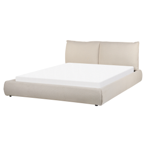 Cama con somier de tela beige 160 x 200 cm vinay