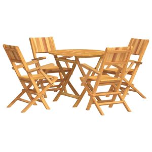 vidaXL juego de comedor para jardín 5 piezas madera maciza de teca