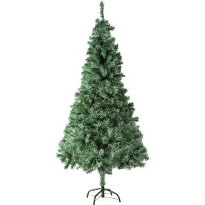 Árbol de navidad artificial de color verde con soporte metálico