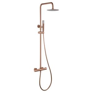 Columna de ducha extensible, termostatico oro  rosa cepillado