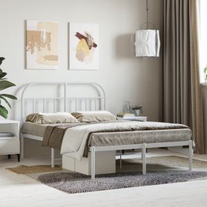 Cama 120x190 cm de metal con cabecero blanca