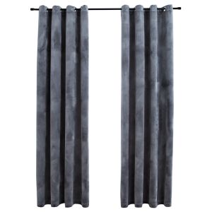 vidaXL cortinas opacas anillas 2 uds terciopelo antracita 140x175 cm