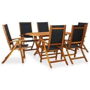 vidaXL set de comedor de jardín 7 piezas madera maciza de acacia