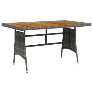 vidaXL mesa de jardín ratán pe y acacia maciza gris 130x70x72 cm