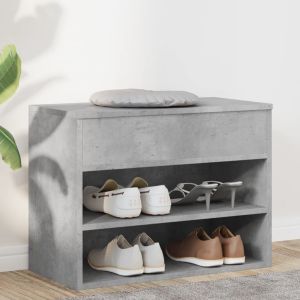 Banco zapatero madera contrachapada gris hormigón 60x30x45 cm