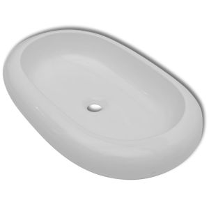 vidaXL lavabo ovalado de cerámica blanco 63x42 cm