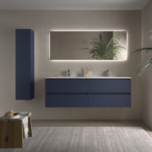 Mueble baño bequia 160cm + lavabo mineralsolid| azul |160x45x56