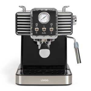 Livoo cafetera exprés con espumador de leche negro 1,5 l 1350 w