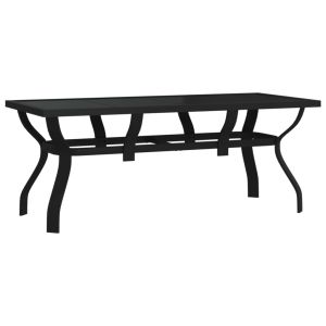 vidaXL mesa de jardín acero y vidrio negro 180x80x70 cm