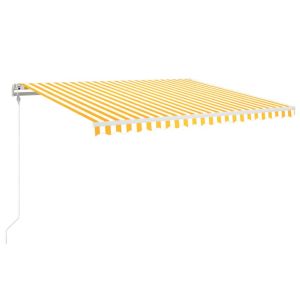 vidaXL toldo automático LED sensor de viento amarillo blanco 400x350cm