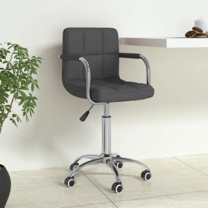 vidaXL silla de oficina giratoria tela gris oscuro