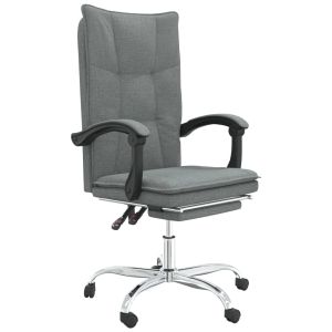 vidaXL silla de oficina reclinable de tela gris oscuro