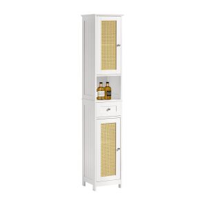 Mueble columna de baño con 1 cajón y 2 puertas bzr70-w sobuy