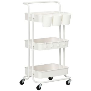 Carrito de almacenamiento acero, abs color blanco 42x38x86.5 cm homcom