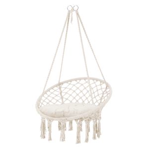 Silla colgante con cojín de asiento, ø 60cm beige ecd germany