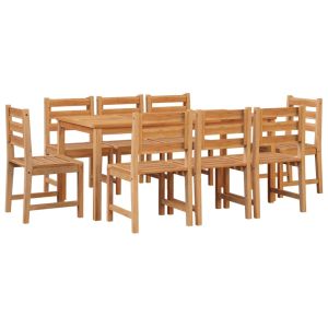 vidaXL juego de comedor para jardín 9 piezas madera maciza de teca