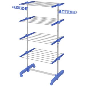 Tendedero vertical plegable abs, acero inoxidable color azul 142x55x172 cm