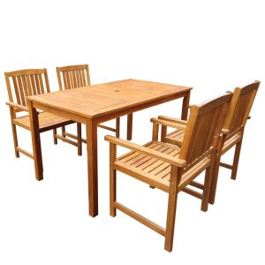 vidaXL set de comedor de jardín 5 piezas madera maciza de acacia