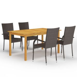 vidaXL juego de comedor para jardín 5 piezas marrón