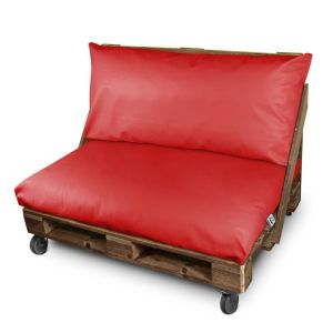 Cojín para palets polipiel exterior rojo funda asiento 120x80x20 sin rellen