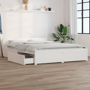 Cama 140x200 cm con cajones blanco