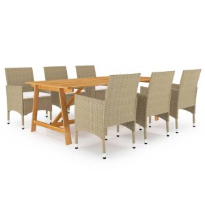 vidaXL juego de comedor de jardín 7 piezas beige