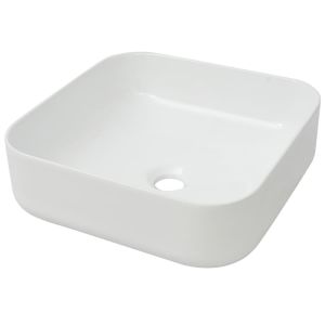 vidaXL lavabo cuadrado de cerámica blanco 39x39x13,5 cm