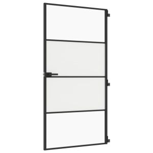 vidaXL puerta interior delgada negra vidrio y aluminio 102,5x201,5 cm