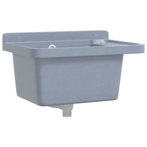 vidaXL fregadero lavabo de pared resina gris 50x35x24 cm