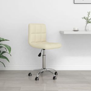 vidaXL silla de oficina giratoria de tela color crema