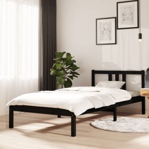 Cama 90x200 cm madera maciza negro