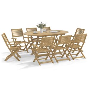 vidaXL juego de comedor de jardín 9 piezas madera maciza de acacia