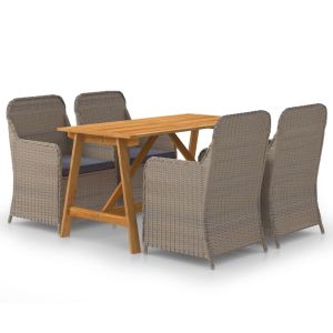 vidaXL juego de comedor para jardín 5 piezas marrón