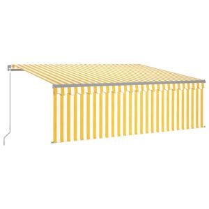 vidaXL toldo manual retráctil persiana y LED 4,5x3 m amarillo y blanco